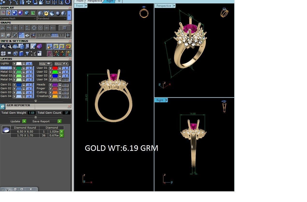Women ring 3dm stl fbx obj render details 3D print model_6