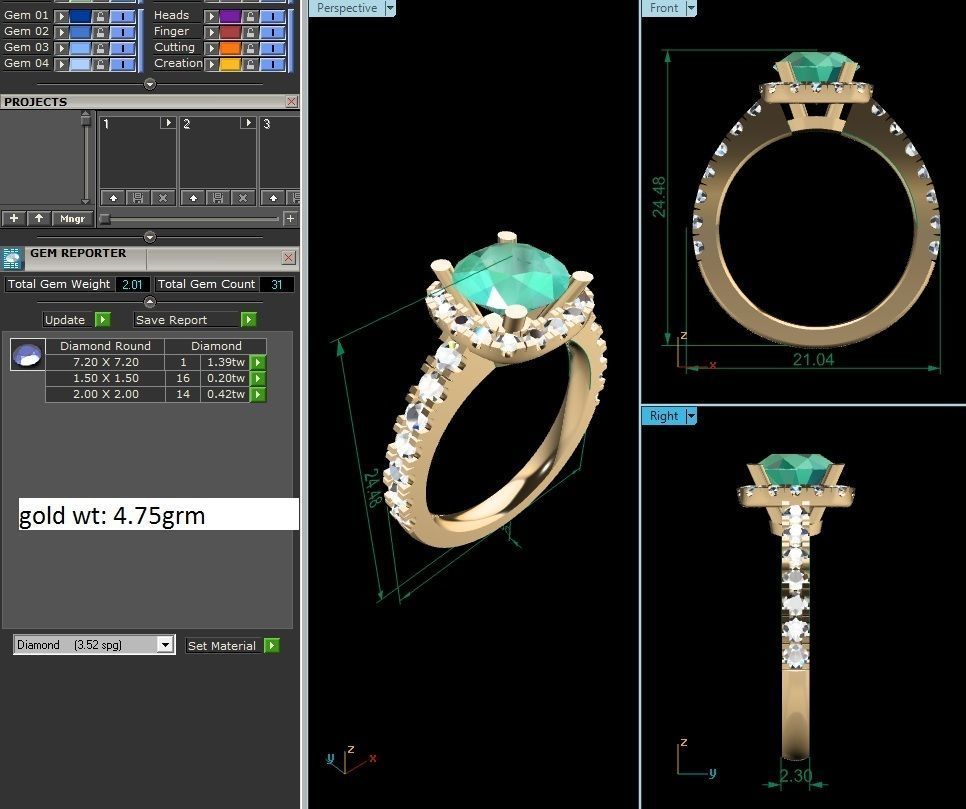 Women ring 3dm stl fbx obj render details 3D print model_11