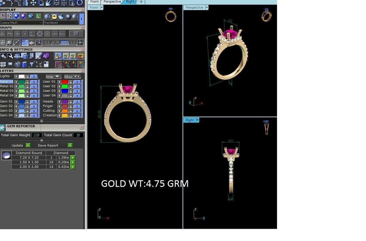 Women ring 3dm stl fbx obj render details 3D print model_10