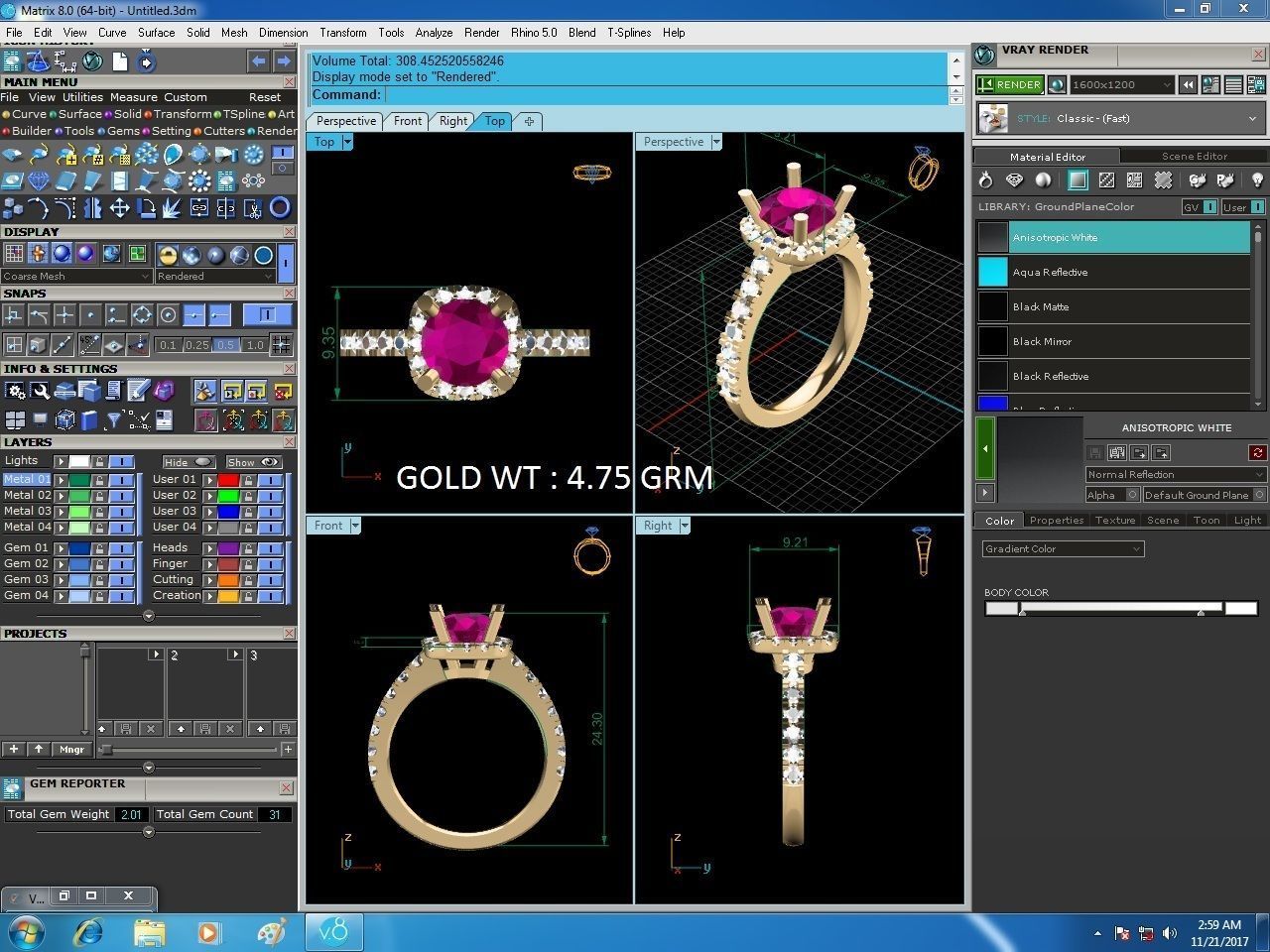 Women ring 3dm stl fbx obj render details 3D print model_7