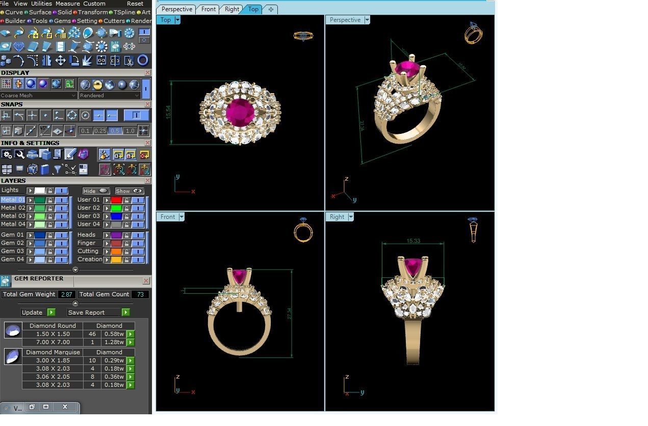 Women ring 3dm stl fbx obj render details 3D print model_3