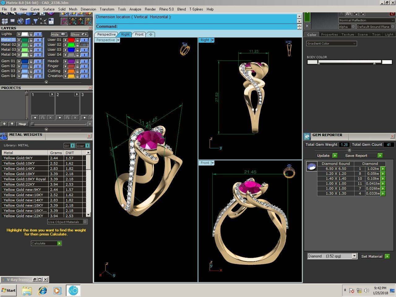 Women ring 3dm stl fbx obj render details 3D print model_6