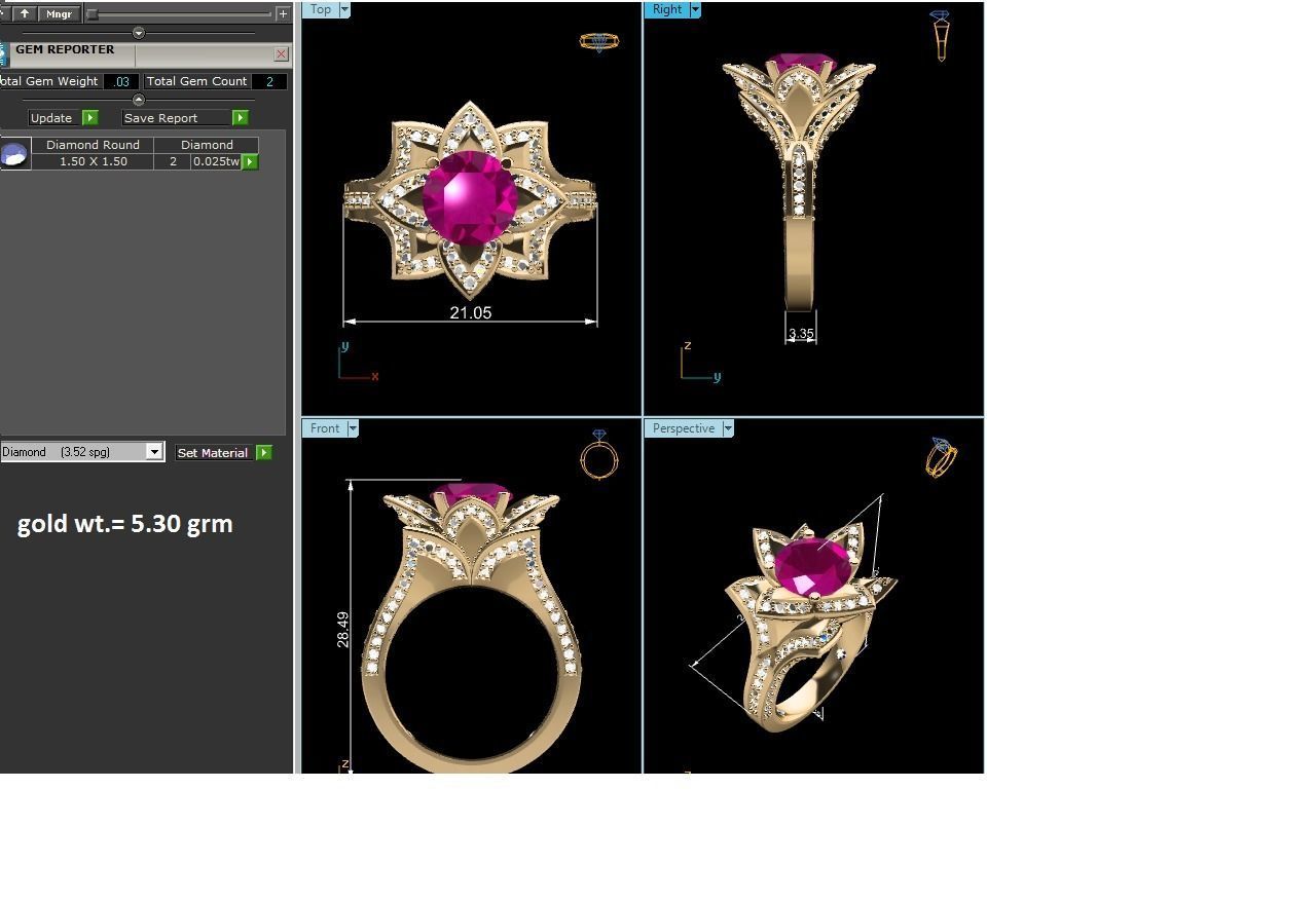 Women ring 3dm stl fbx obj render details 3D print model_8