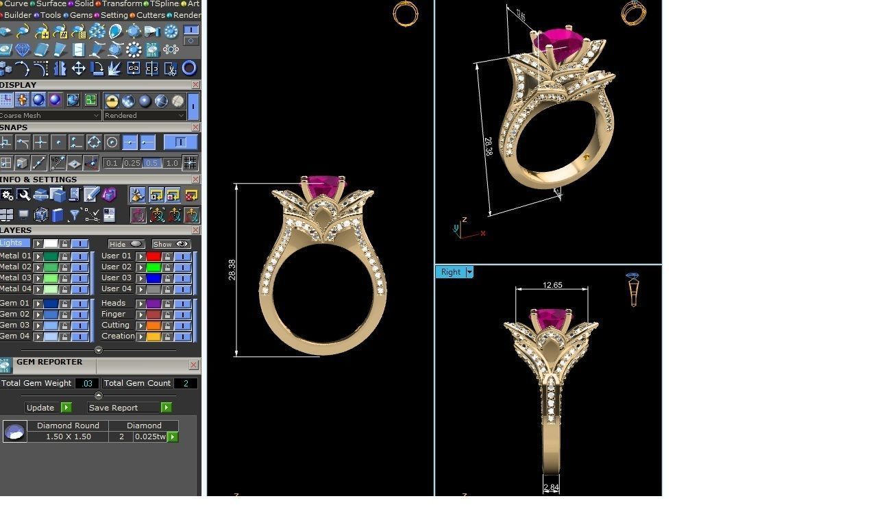 Women ring 3dm stl fbx obj render details 3D print model_3