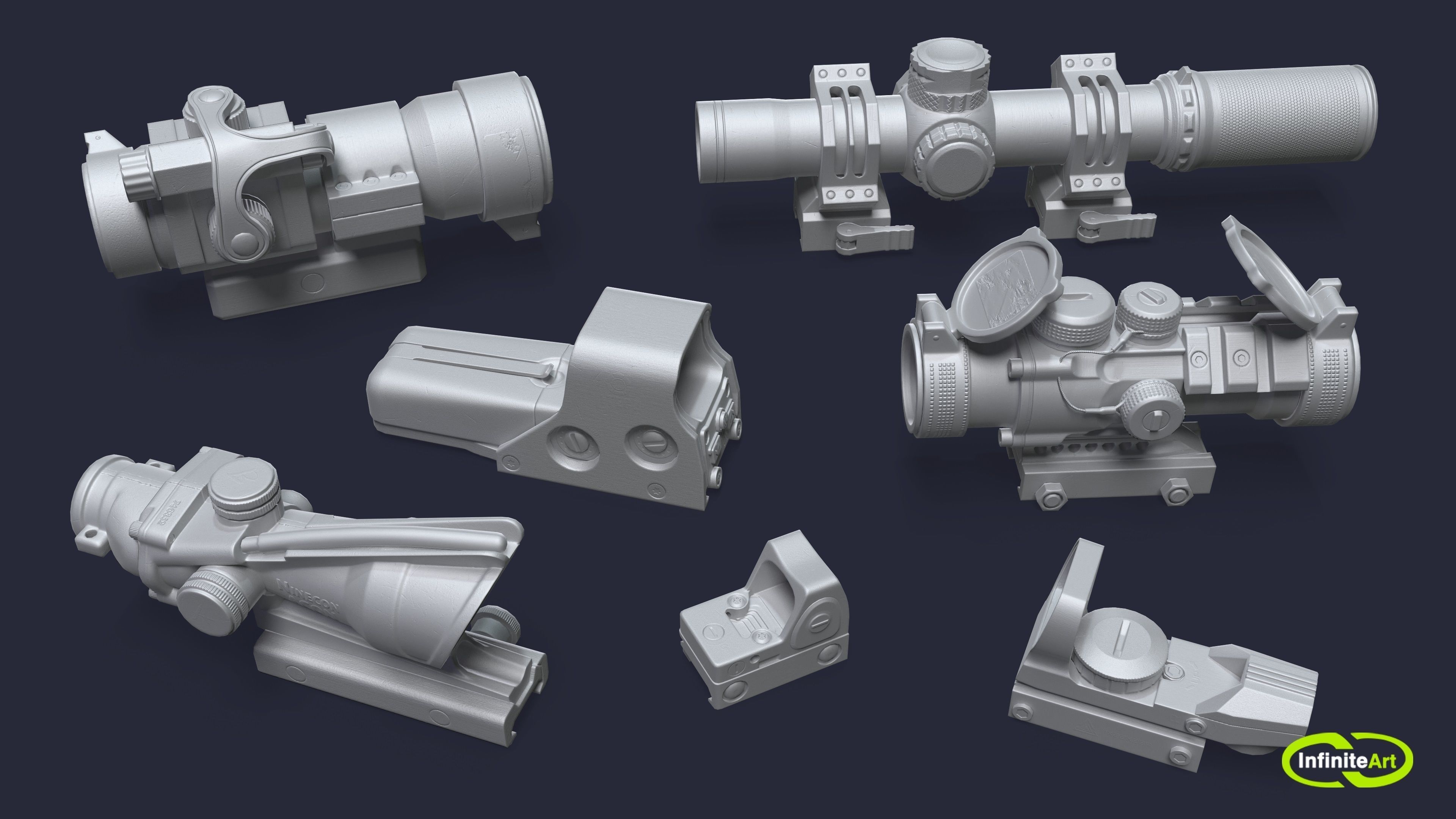 Scopes sniper Low-poly 3D model_2