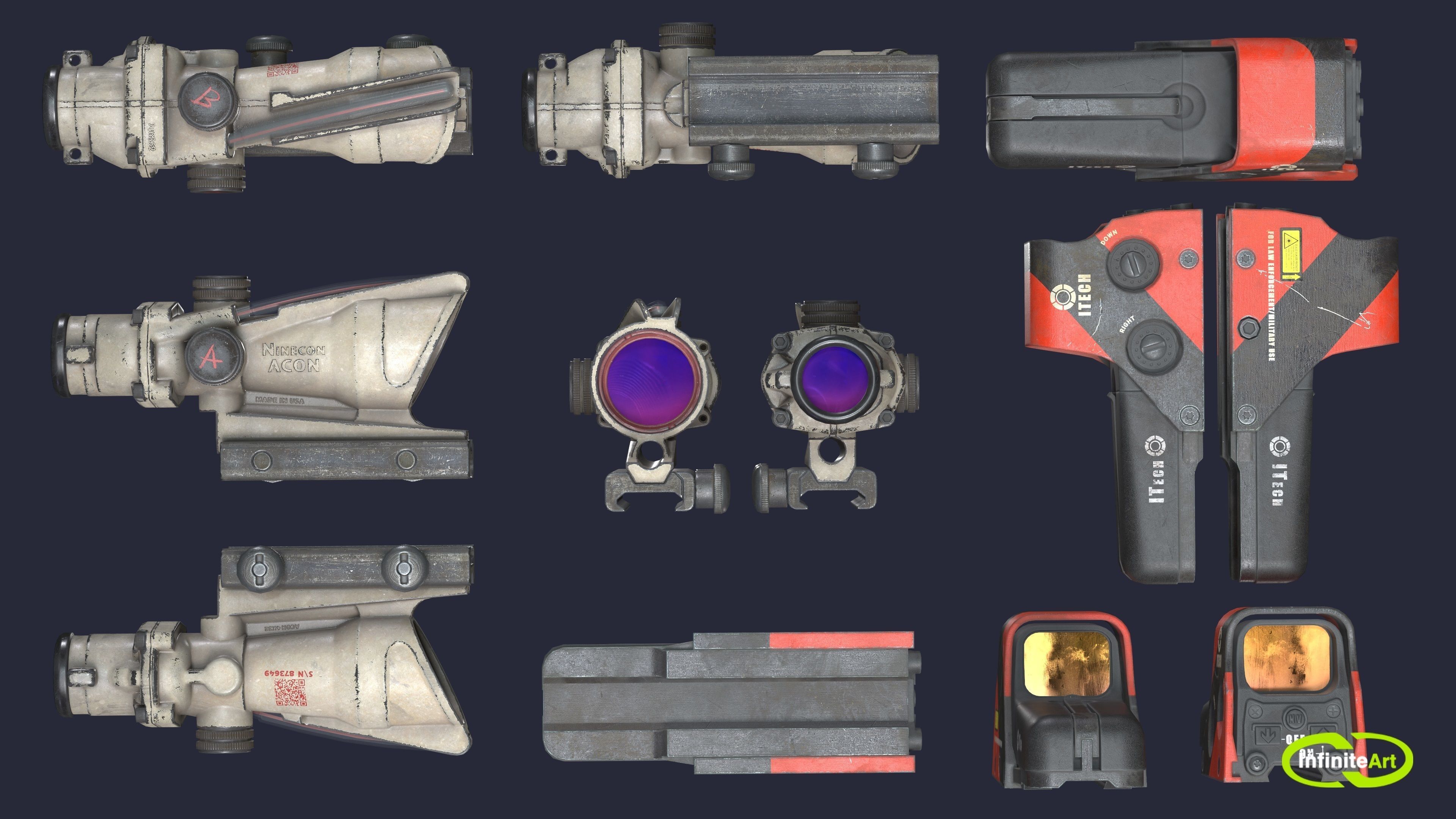 Scopes sniper Low-poly 3D model_13