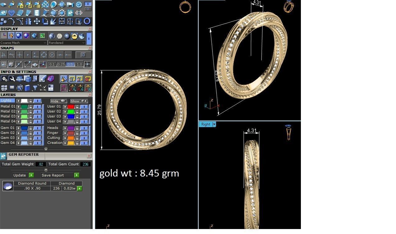 Women ring 3dm stl fbx obj render details 3D print model_5