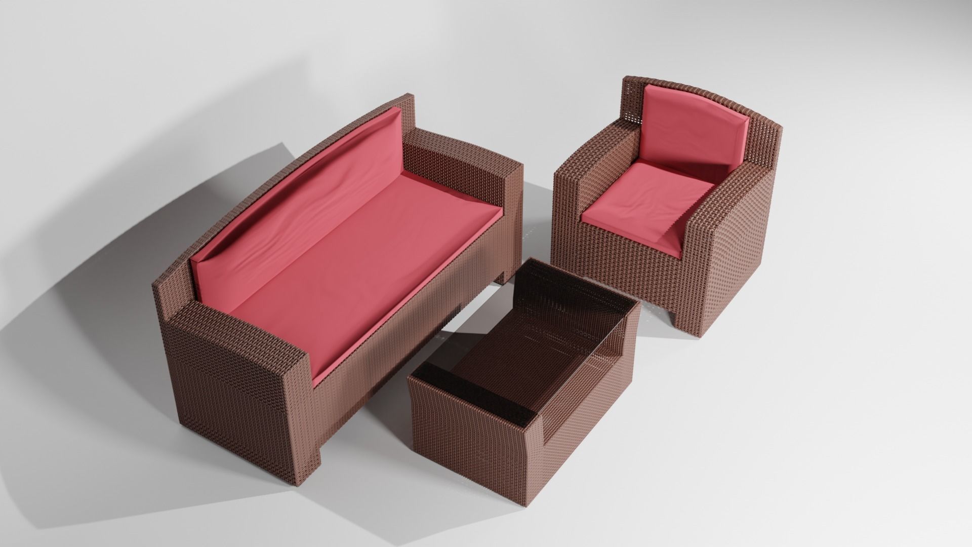 TAKKO set outdoor table with glass top 3D model_1