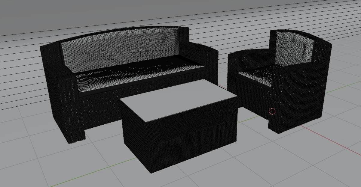 TAKKO set outdoor table with glass top 3D model_7