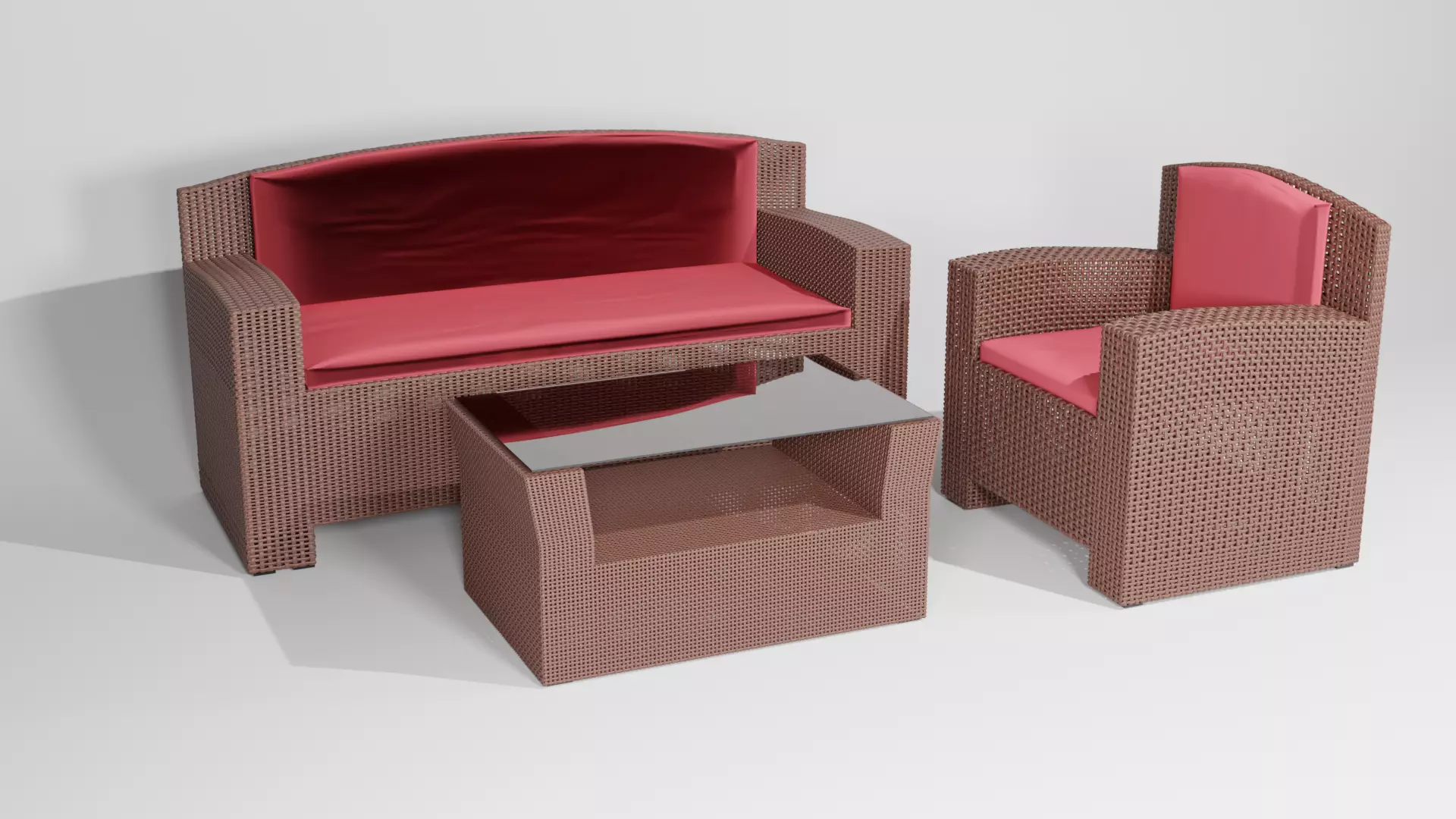 TAKKO set outdoor table with glass top 3D model_0