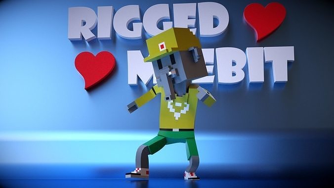 The rigged version Meebits 3D Model Low-poly 3D model