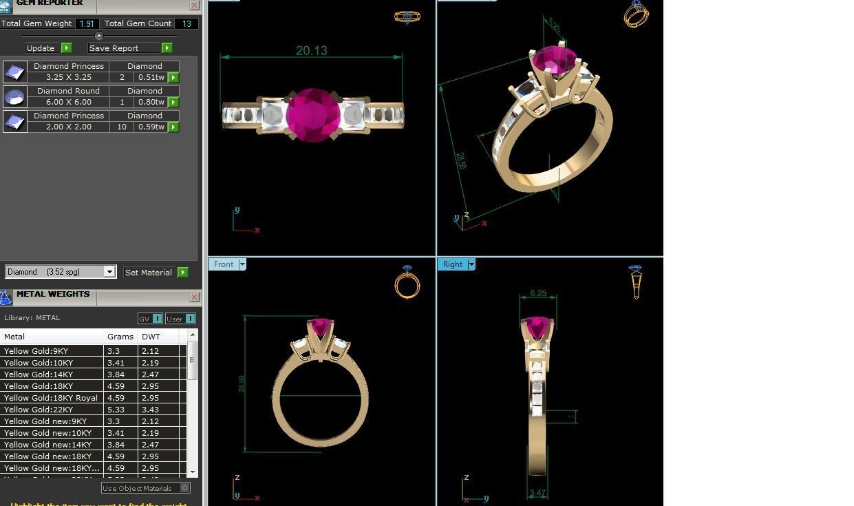 Solitaire Ring 3dm stl fbx obj render details 3D print model_6