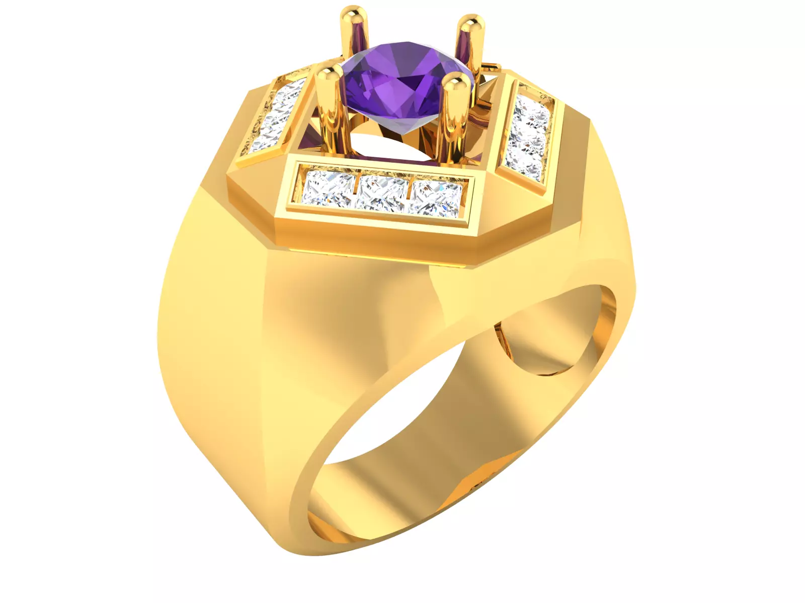 Solitaire Ring 3dm stl fbx obj render details 3D print model_0