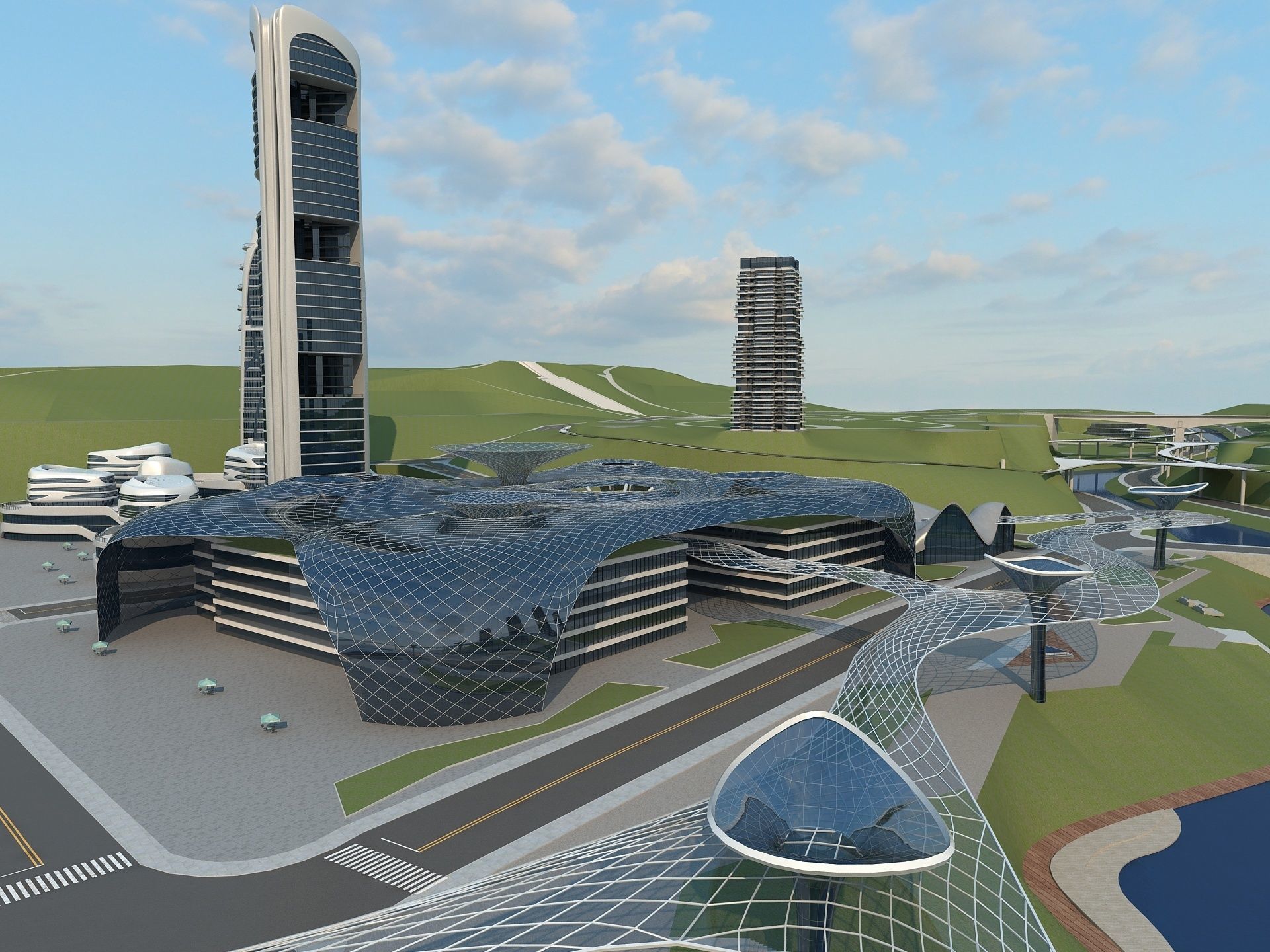 Futuristic Skyscraper 1 3D model_4