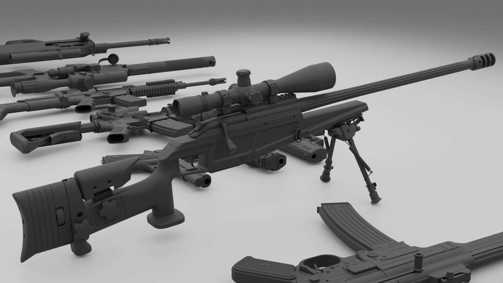 3D Gun Kitbash Game Ready 3D model | CGTrader