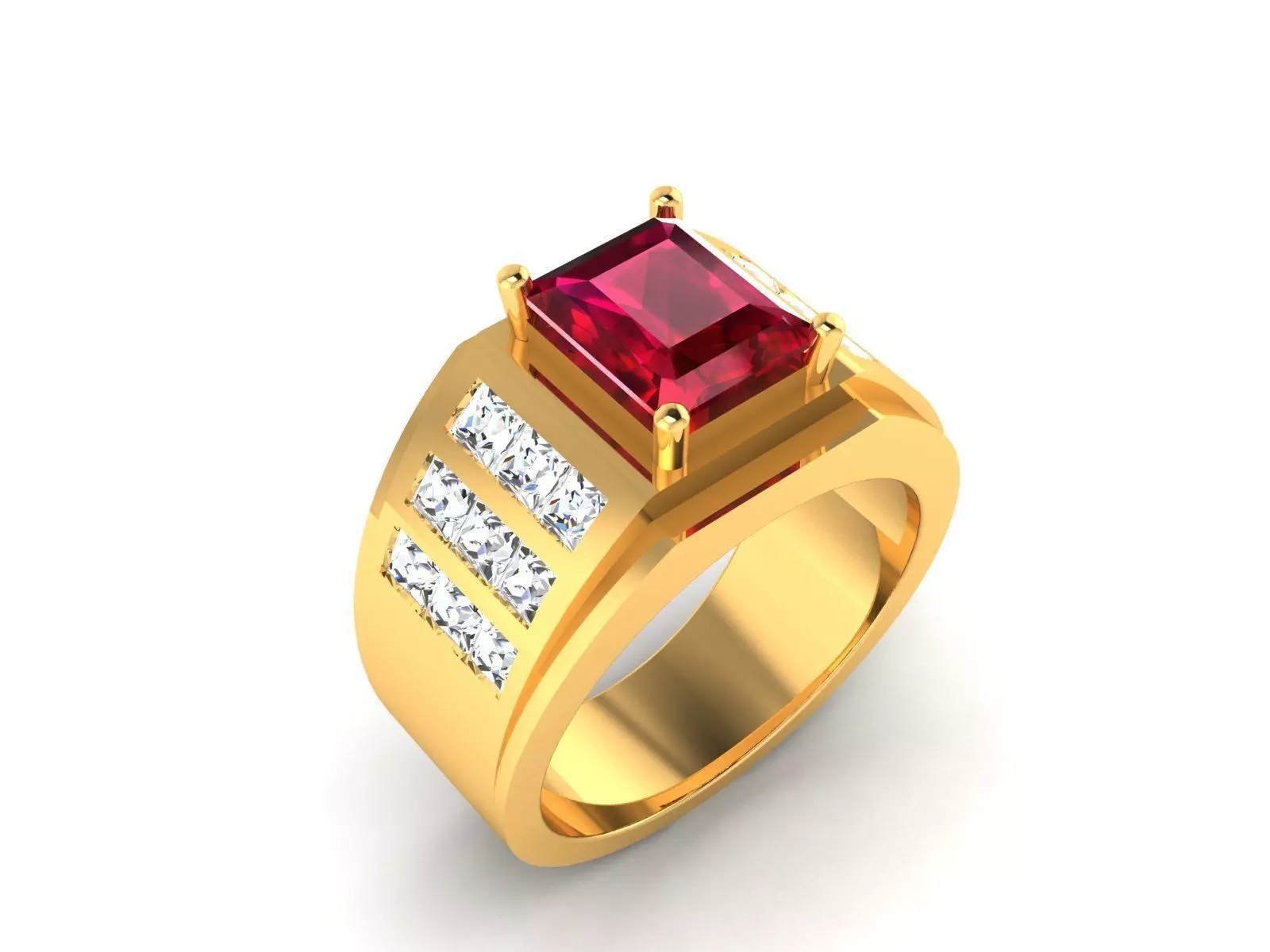 Solitaire Princess Ring 3dm stl fbx obj render details 3D print model_0