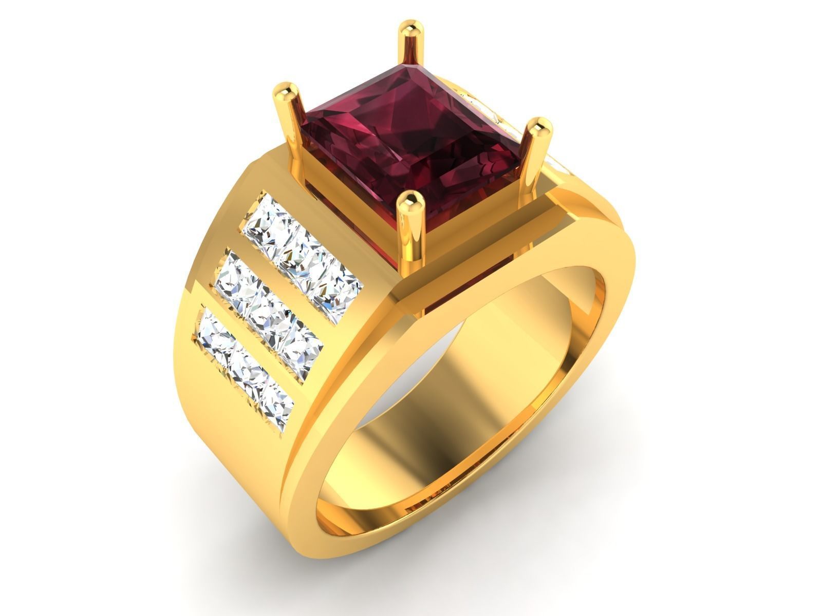 Solitaire Princess Ring 3dm stl fbx obj render details 3D print model_8