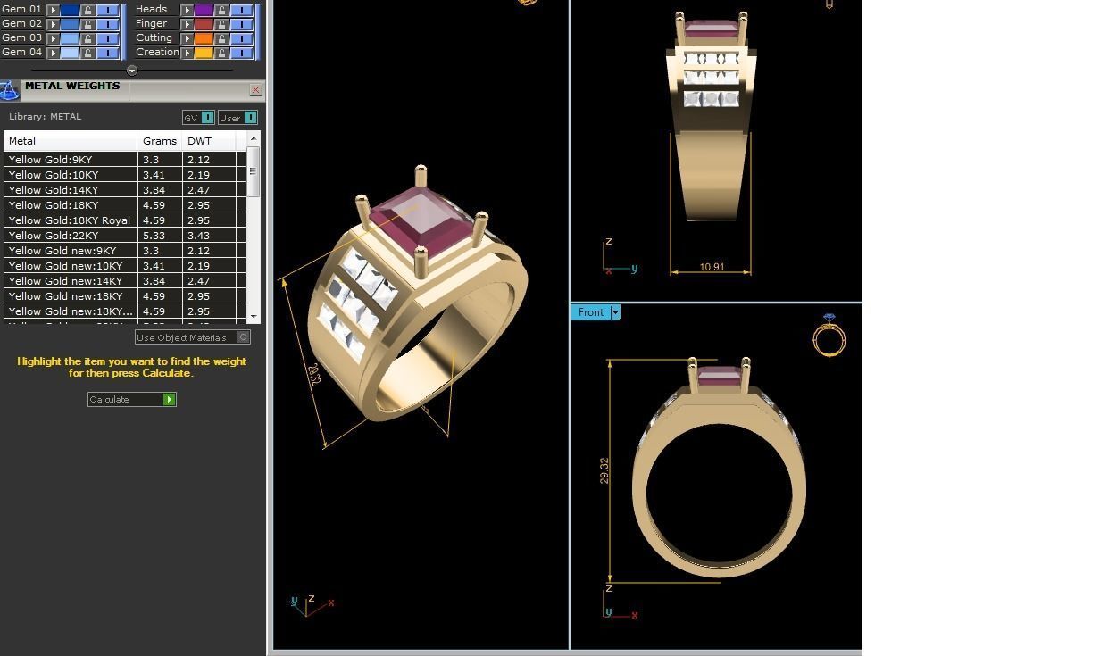 Solitaire Princess Ring 3dm stl fbx obj render details 3D print model_4