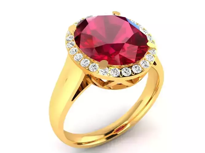 Solitaire Stylish Oval Ring 3dm stl fbx obj render details