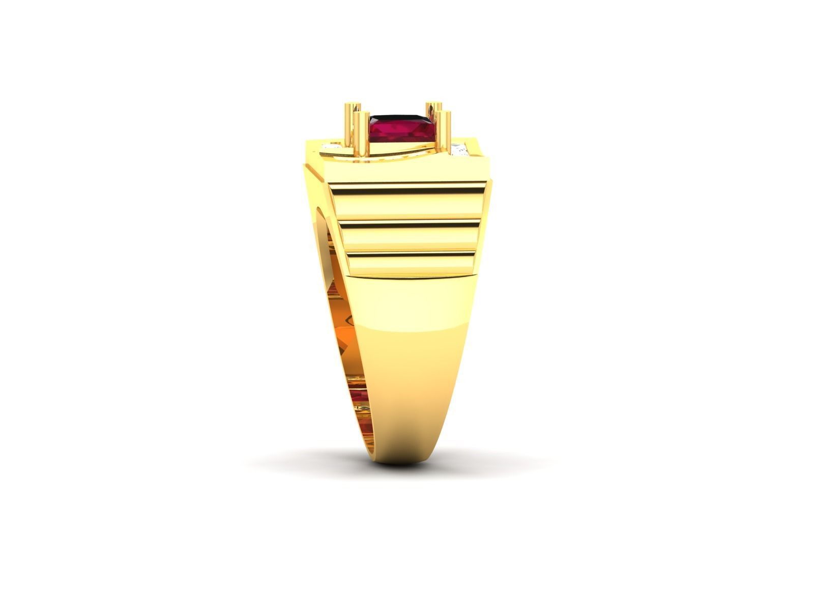 Solitaire Stylish Asscher Ring 3dm stl fbx obj render details 3D print model_6