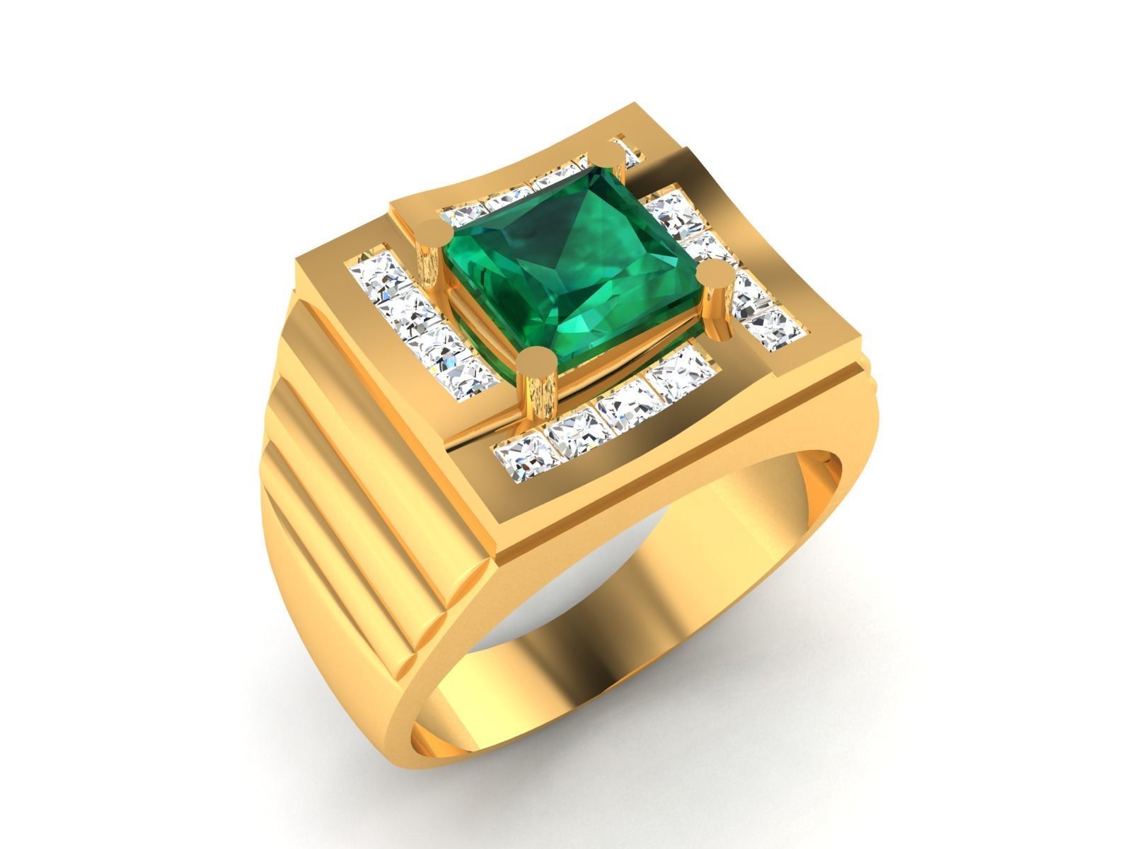 Solitaire Stylish Asscher Ring 3dm stl fbx obj render details 3D print model_8