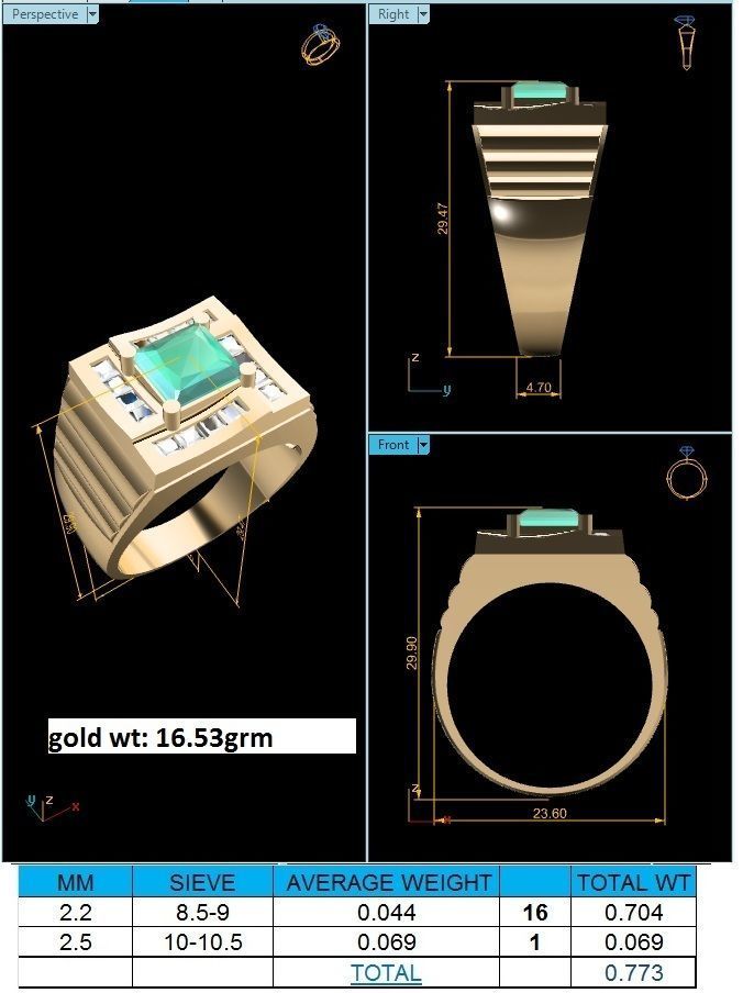 Solitaire Stylish Asscher Ring 3dm stl fbx obj render details 3D print model_7