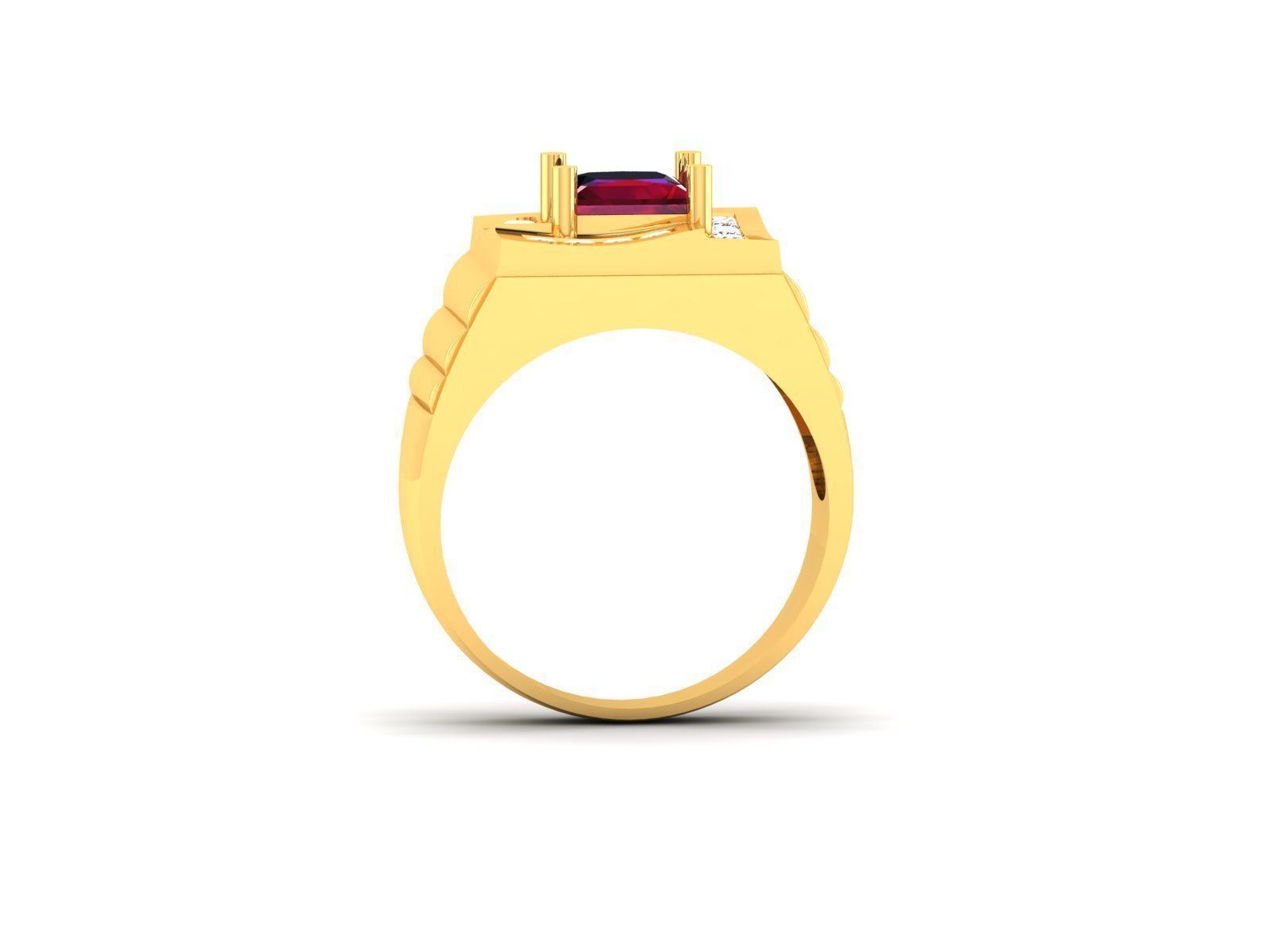 Solitaire Stylish Asscher Ring 3dm stl fbx obj render details 3D print model_3