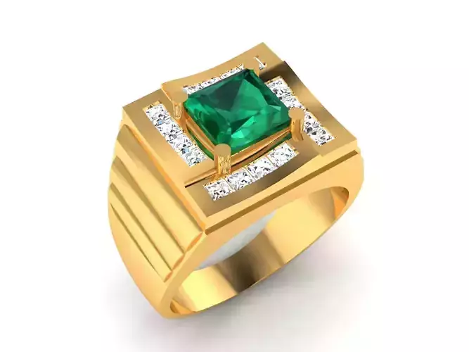 Solitaire Stylish Asscher Ring 3dm stl fbx obj render details 3D print model