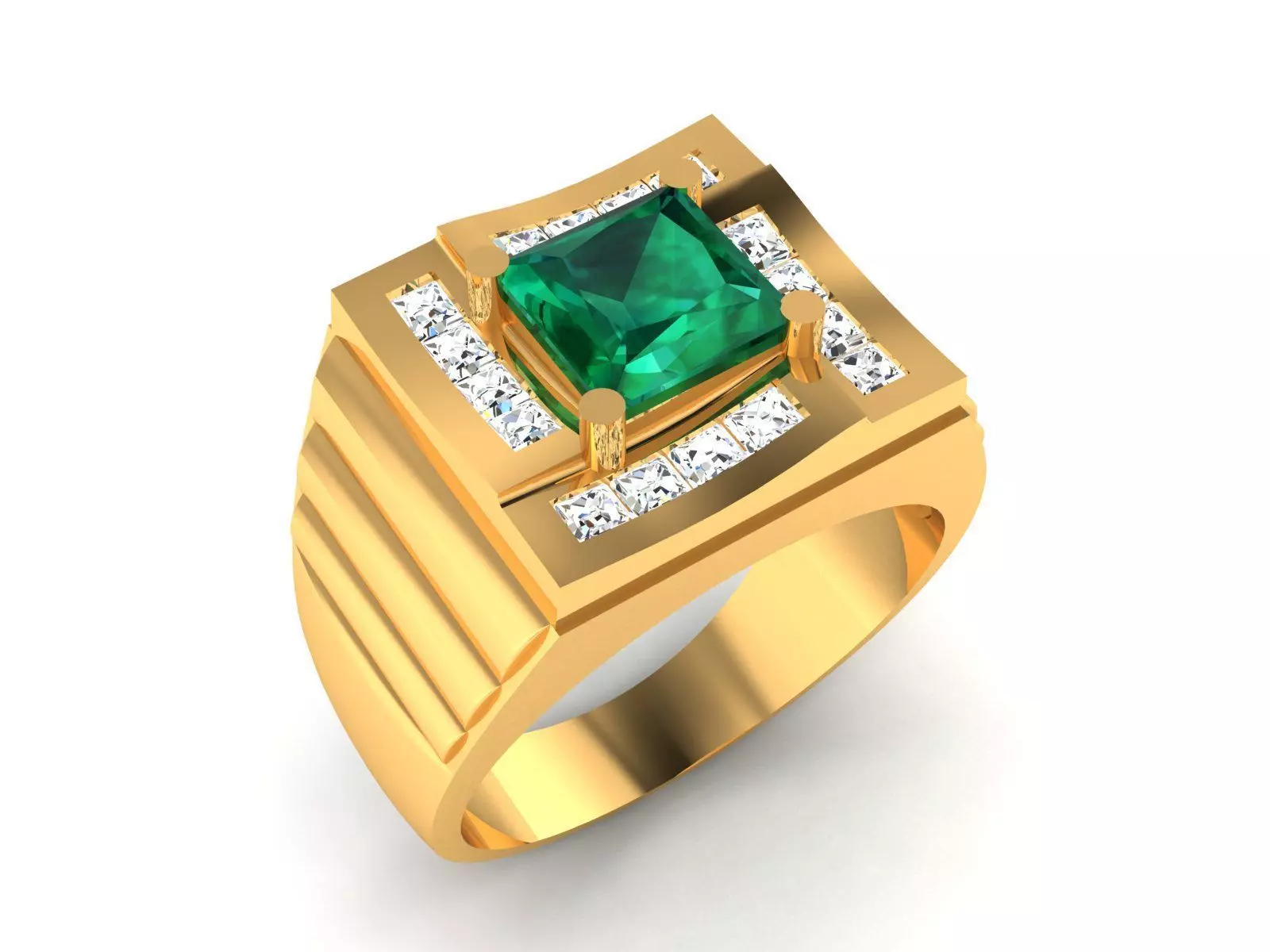 Solitaire Stylish Asscher Ring 3dm stl fbx obj render details 3D print model_0