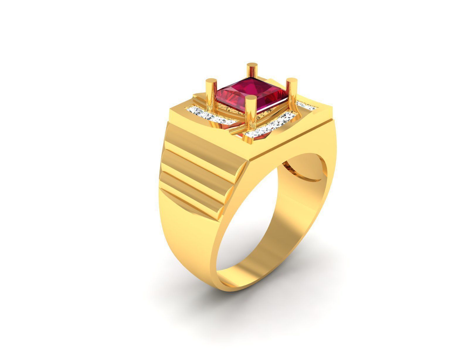 Solitaire Stylish Asscher Ring 3dm stl fbx obj render details 3D print model_1