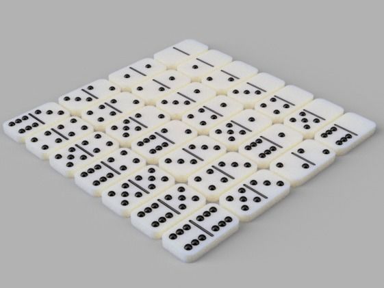 Dominoes plastic dice - fractions of number 3D print model_1