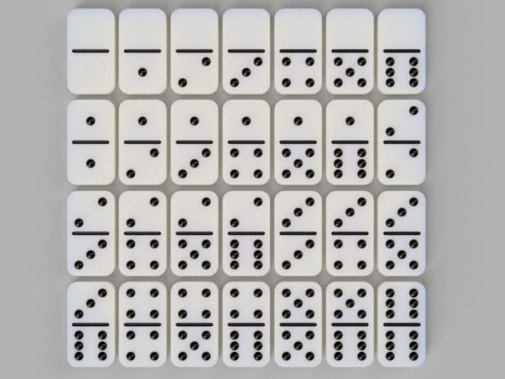 Dominoes plastic dice - fractions of number 3D print model_2