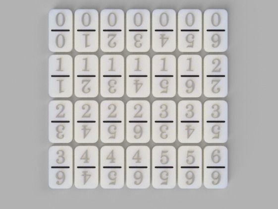 Dominoes plastic dice - fractions of number 3D print model_3