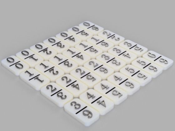 Dominoes plastic dice - fractions of number 3D print model_4