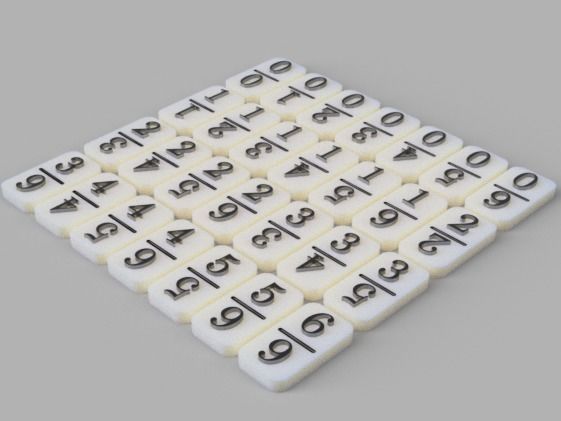 Dominoes plastic dice - fractions of number 3D print model_5