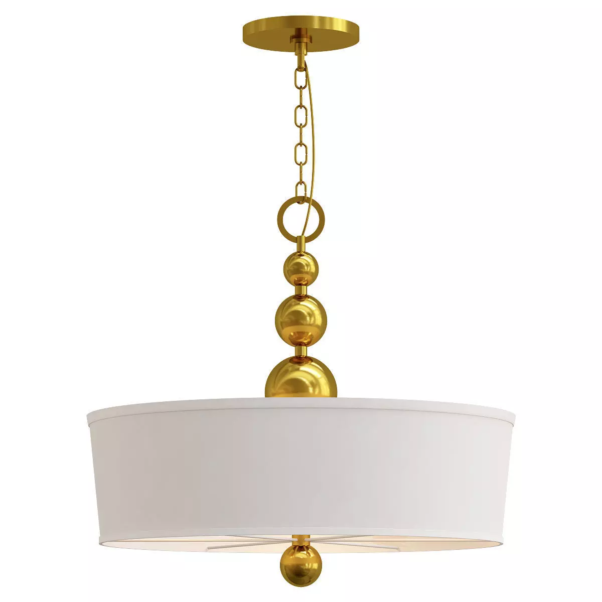 hinkley pendant light with drum shade and gold accents 3D model