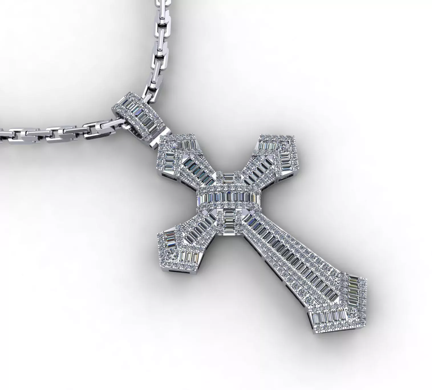 Diamond Cross Pendant 3D print model_0