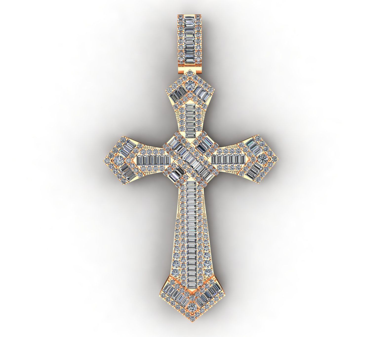 Diamond Cross Pendant 3D print model_1