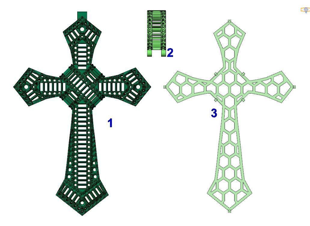 Diamond Cross Pendant 3D print model_5