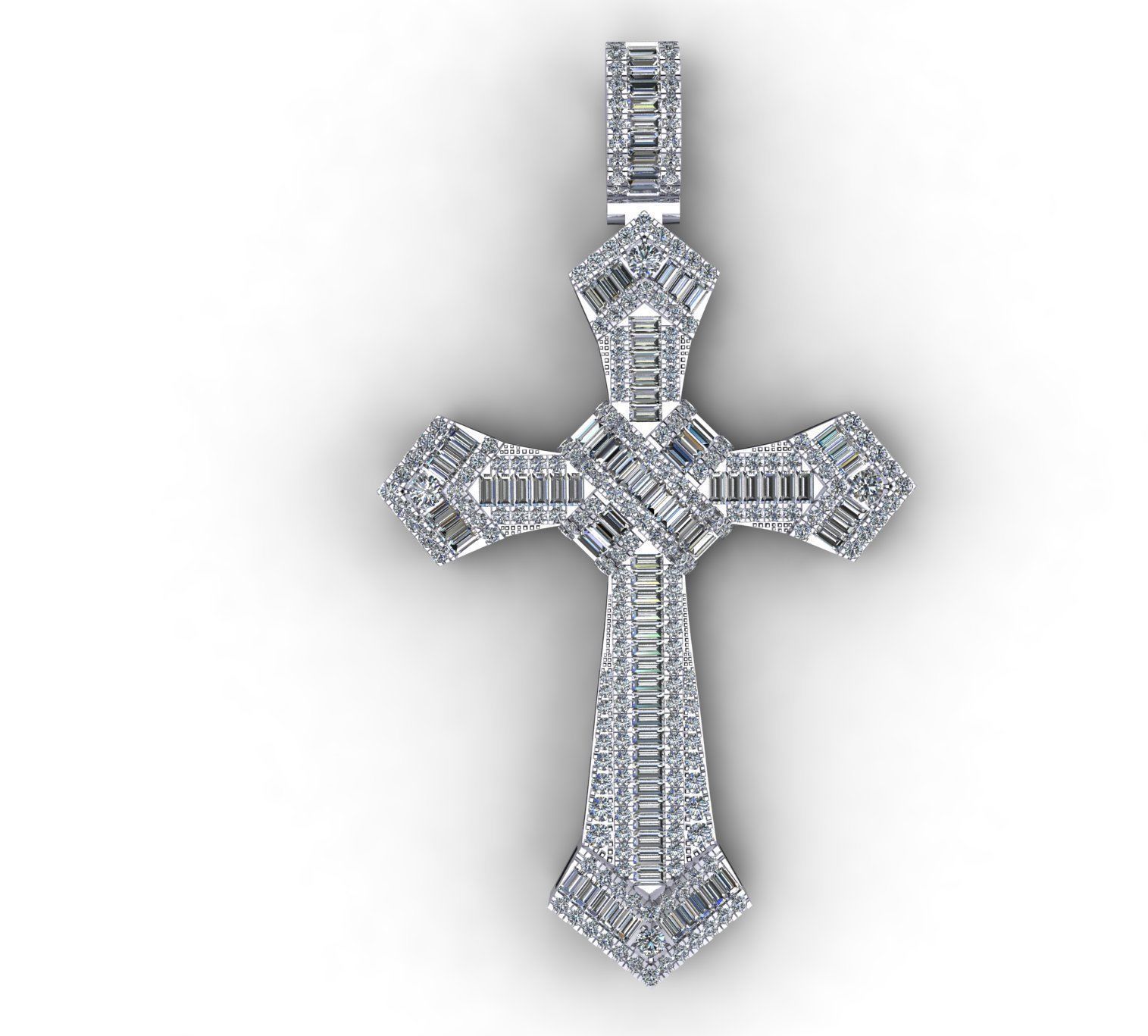 Diamond Cross Pendant 3D print model_2