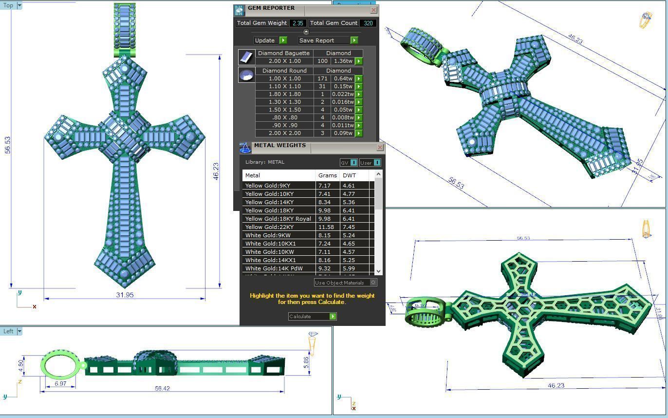 Diamond Cross Pendant 3D print model_4
