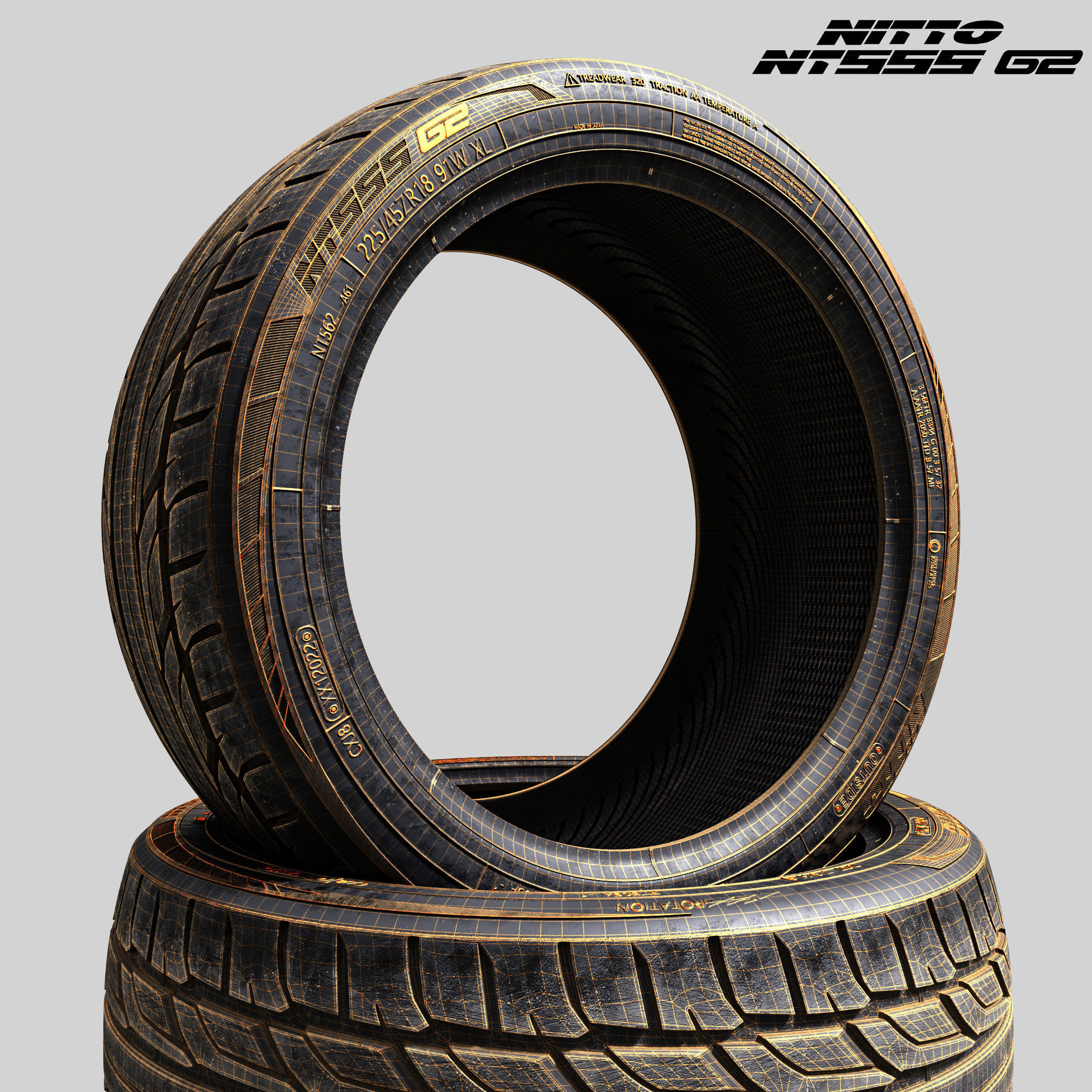 Tire Nitto NT555 G2 3 in 1 3D model_10