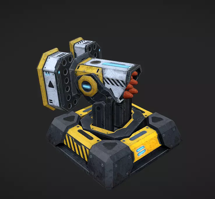 Turret Rocket launch Low-poly 3D model_0