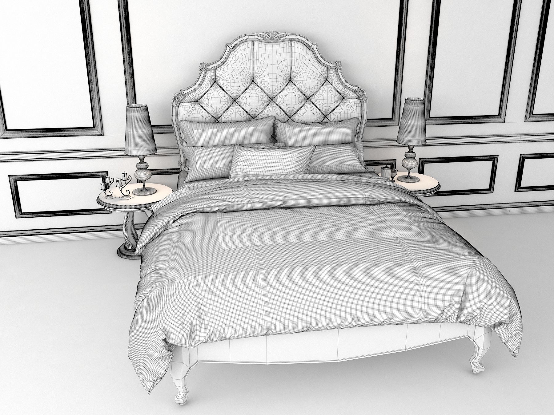 European Style Bed Set 2 3D model CGTrader