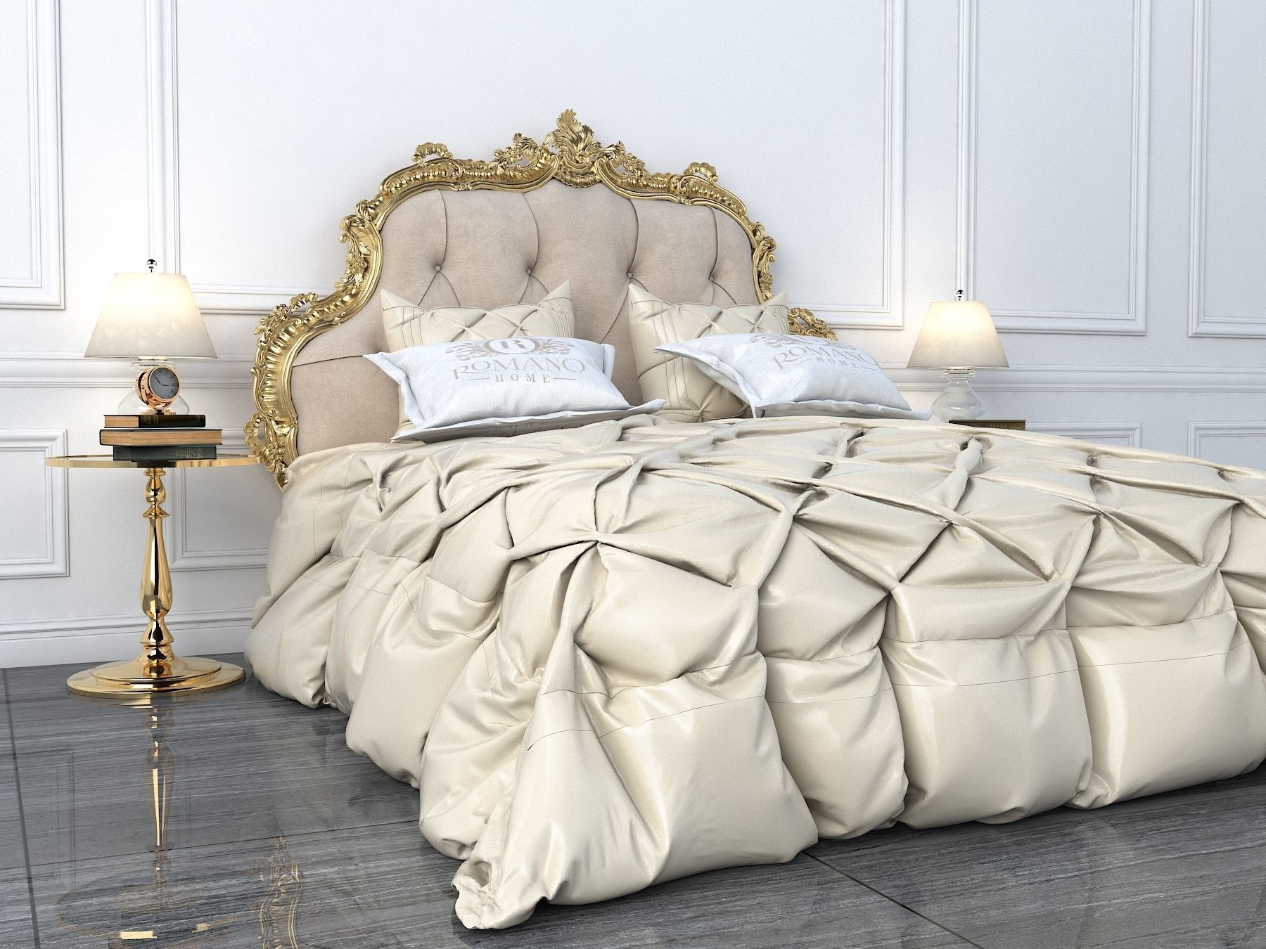 European Style Bed Set 3 3D model CGTrader
