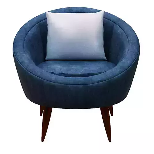 Armchair chair with wooden legs and pillow