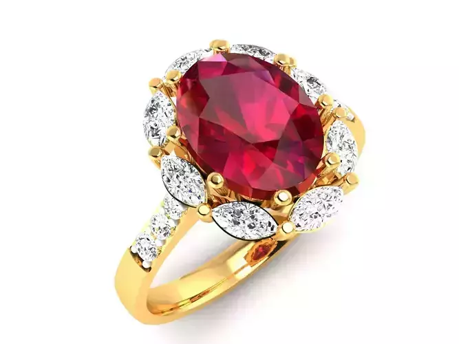 Solitaire Engagement Wedding Oval Ring 3D print model