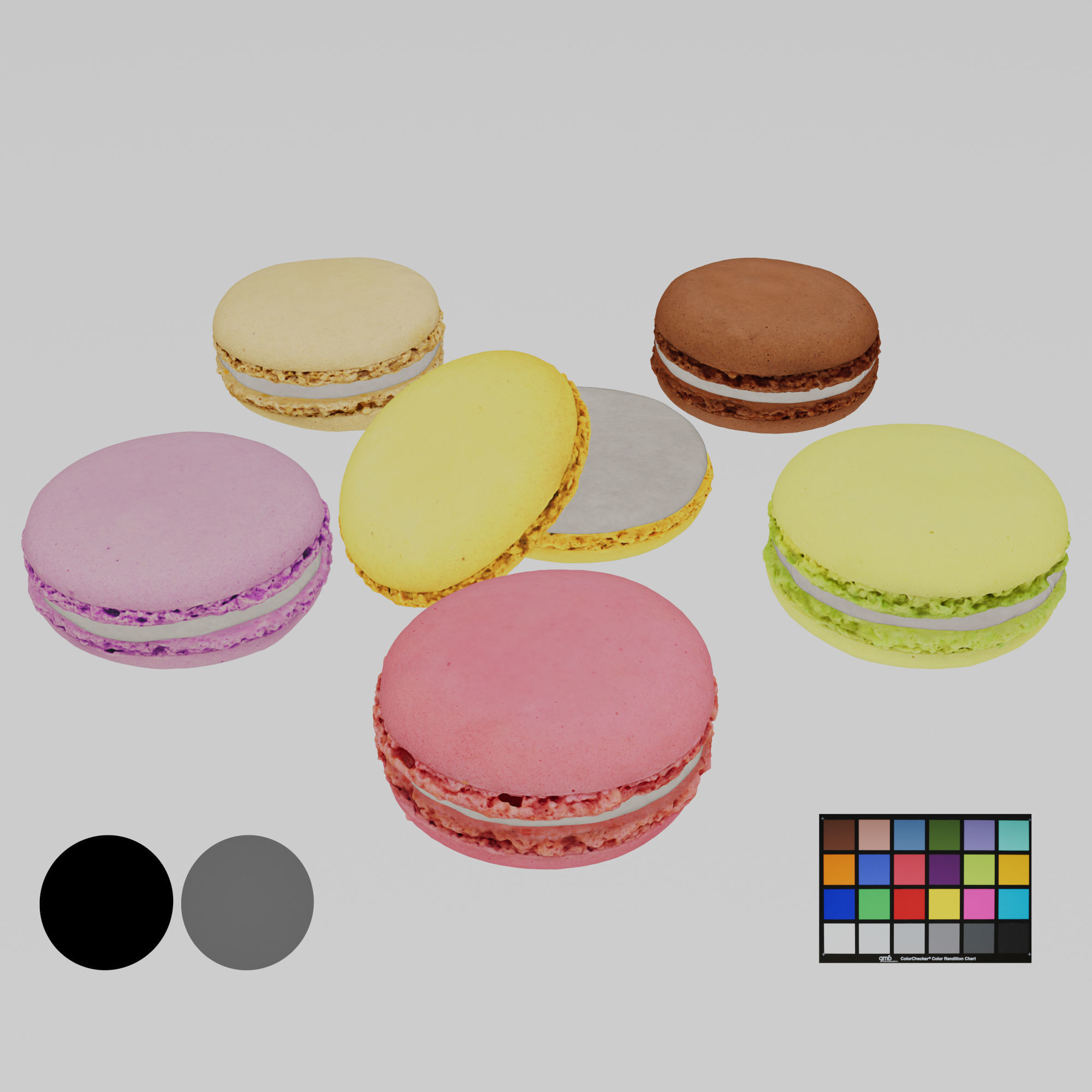 Macarons - 6 Variations 3D model_2