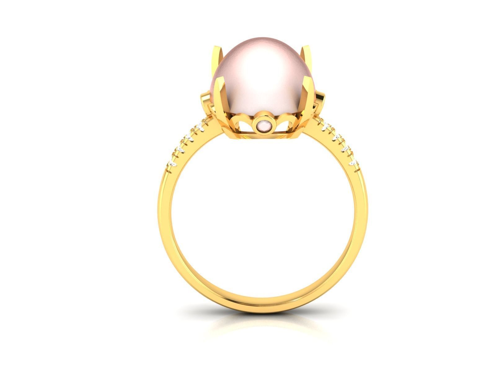 Solitaire Engagement Wedding Opal Stone  Ring 3D print model_3