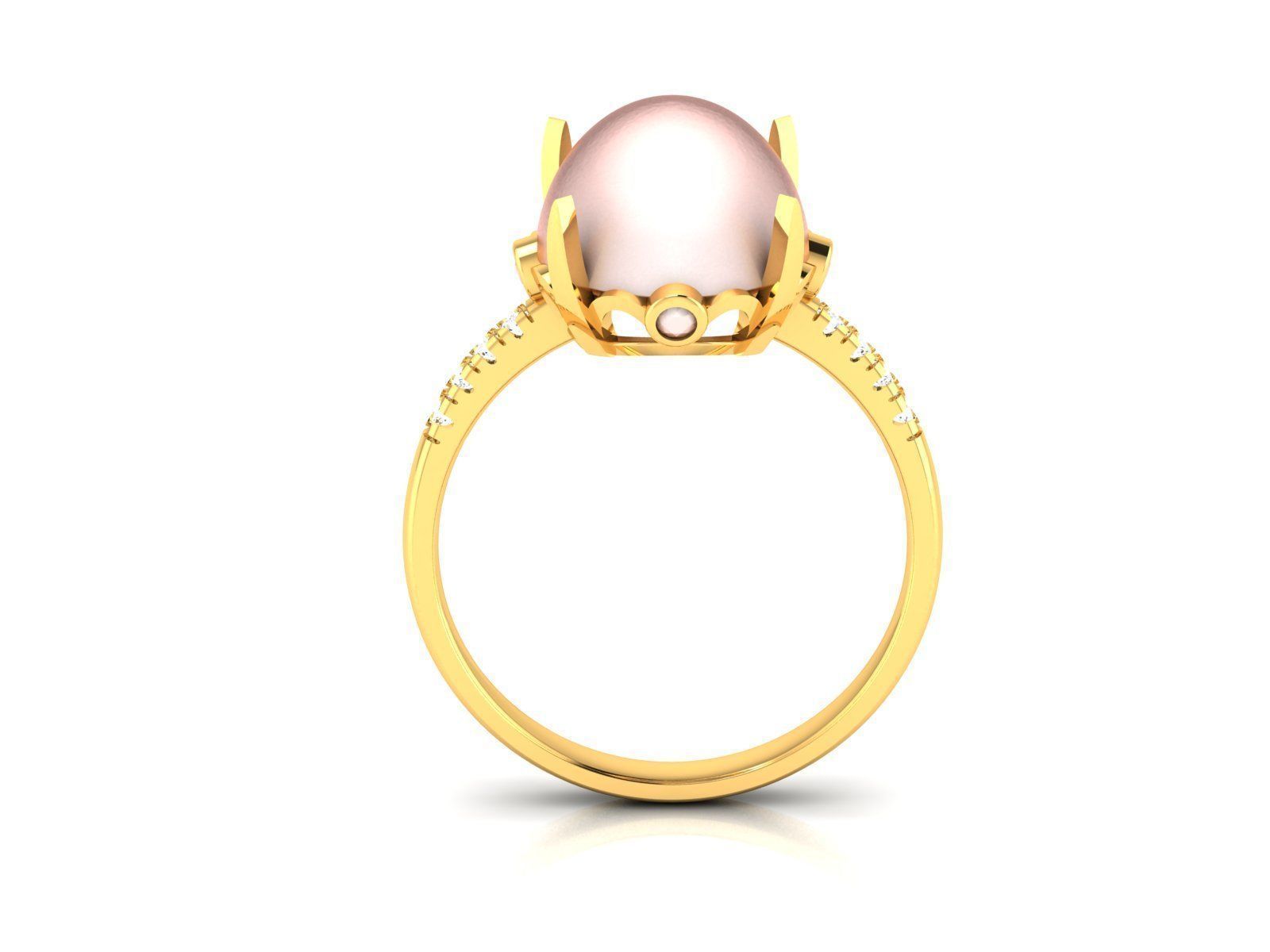 Solitaire Engagement Wedding Opal Stone  Ring 3D print model_2